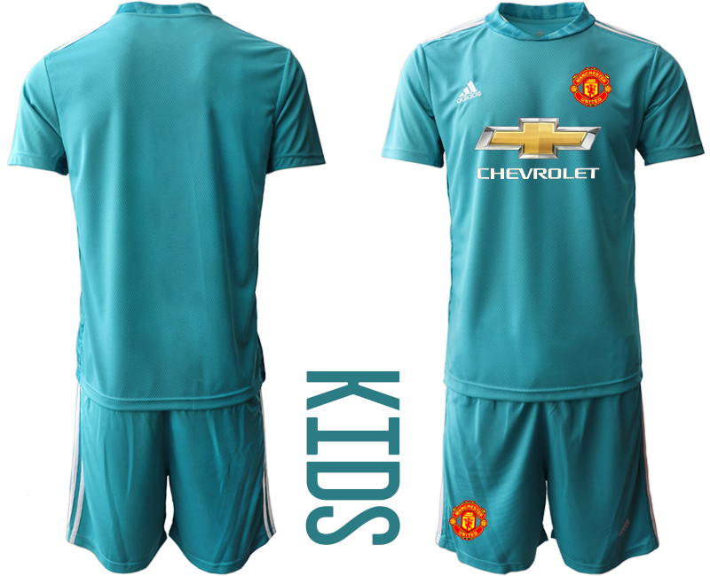 Youth 2020-2021 club Manchester United blue goalkeeper blank Soccer Jerseys